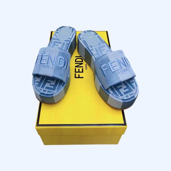[ Fendi ] 펜디 선샤인 패브릭 통굽 슬라이드