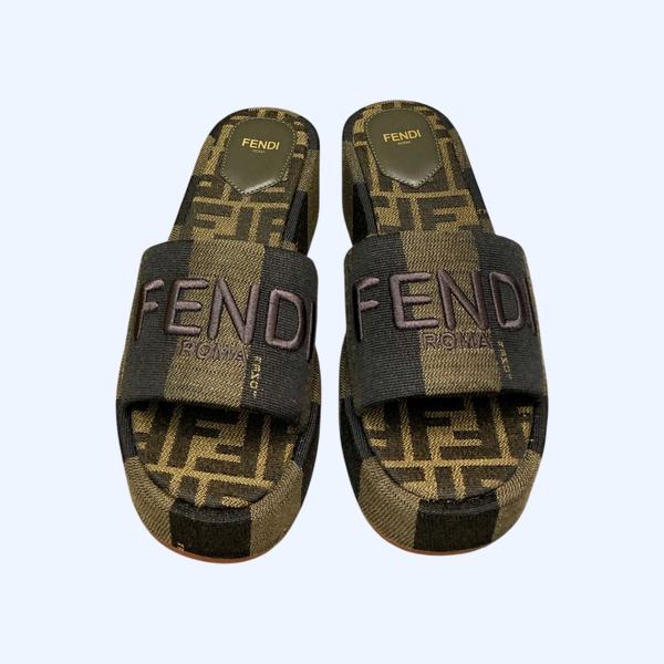 [ Fendi ] 펜디 선샤인 패브릭 통굽 슬라이드