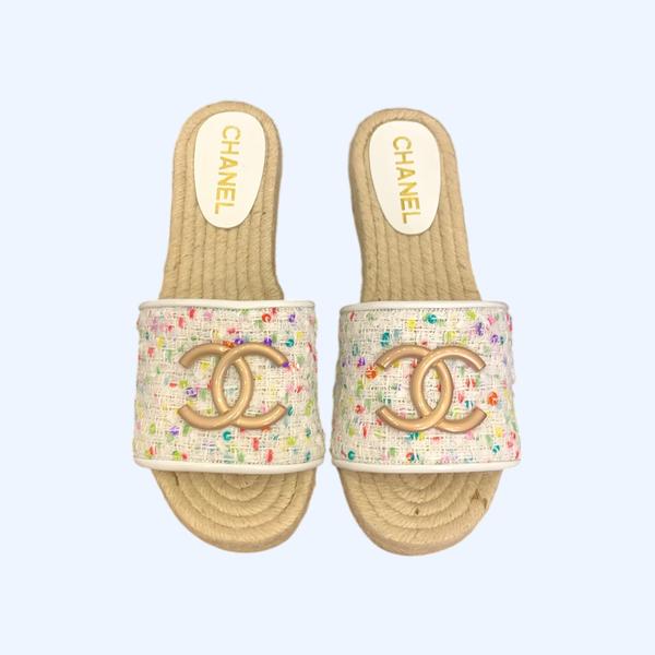 [ Chanel ] 샤넬 CC 에스파듀 통굽 샌들