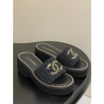 [ Chanel ] 샤넬 트위드 통굽 슬라이드