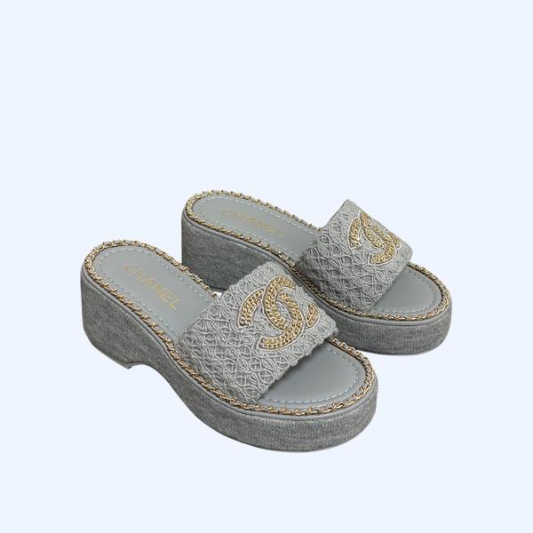 [ Chanel ] 샤넬 트위드 통굽 슬라이드