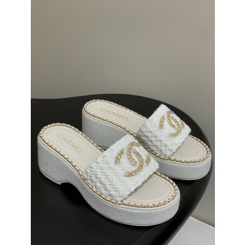 [ Chanel ] 샤넬 트위드 통굽 슬라이드