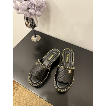 [ Chanel ] 샤넬 퀼팅 체인 통굽 슬라이드