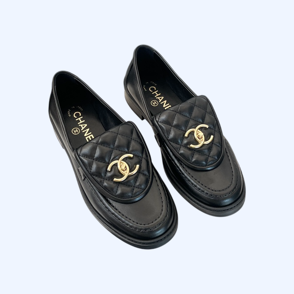 [ 샤넬 ] 뉴 퀼팅 블랙 버클  버클 로퍼