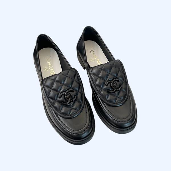 [ 샤넬 ] 뉴 퀼팅 블랙 버클 버클 로퍼