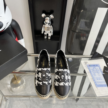 [ 샤넬 ] CC 로고 트위드 에스파듀 로퍼