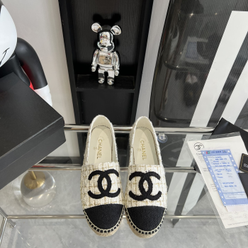 [ 샤넬 ] CC 로고 트위드 에스파듀 로퍼