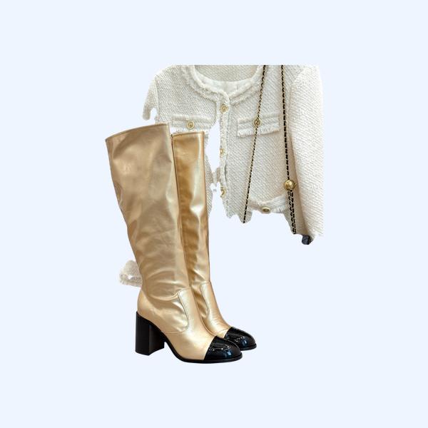 [ Chanel ] 샤넬 배색 통굽 부츠