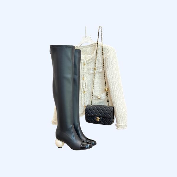 [ Chanel ] 샤넬 CC 진주 굽 부츠