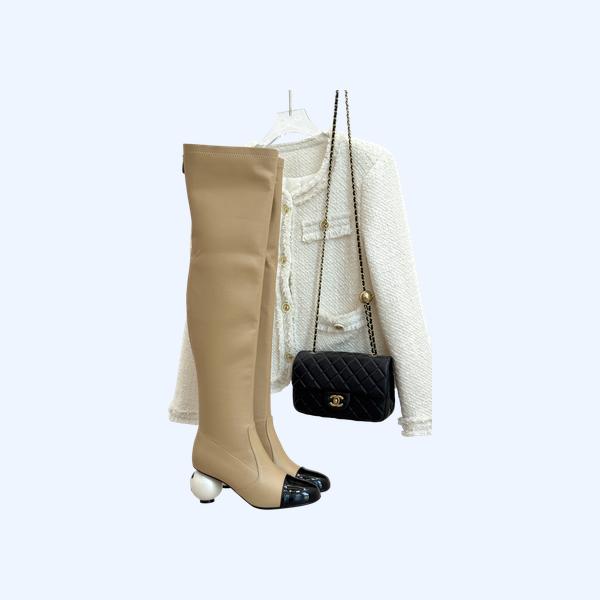 [ Chanel ] 샤넬 CC 진주 굽 부츠