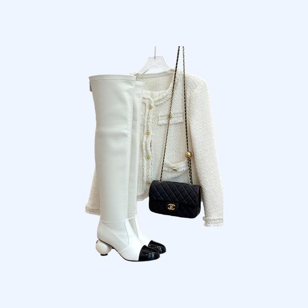 [ Chanel ] 샤넬 CC 진주 굽 부츠