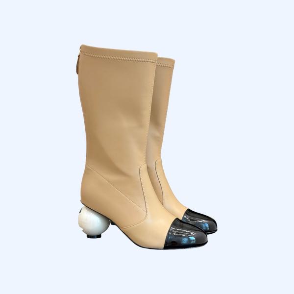 [ Chanel ] 샤넬 CC 진주 굽 부츠