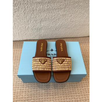 [ 프라다 ] 크로셰 라피아 플랫 샌들