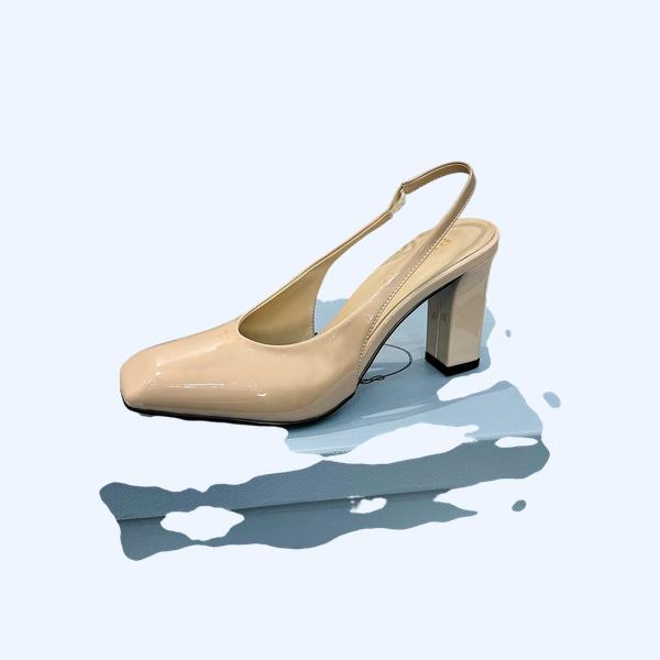 [ 프라다 ] 25 블록 힐 슬링백 펌프스