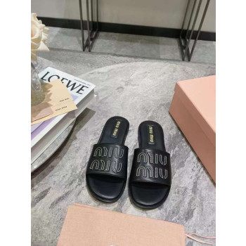 [Miu Miu] 미우미우 라피아 가죽 슬라이드