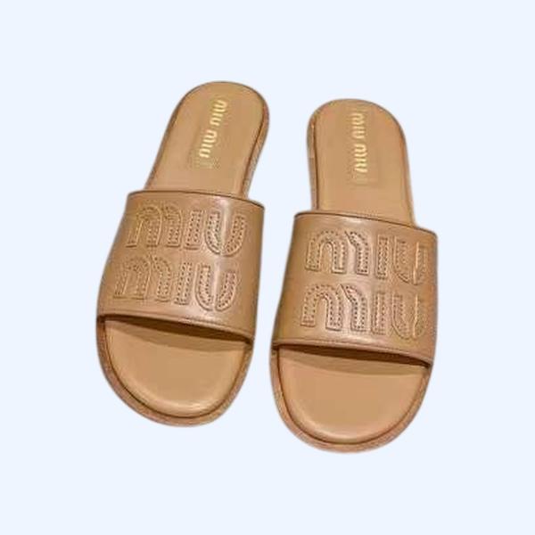 [Miu Miu] 미우미우 라피아 가죽 슬라이드
