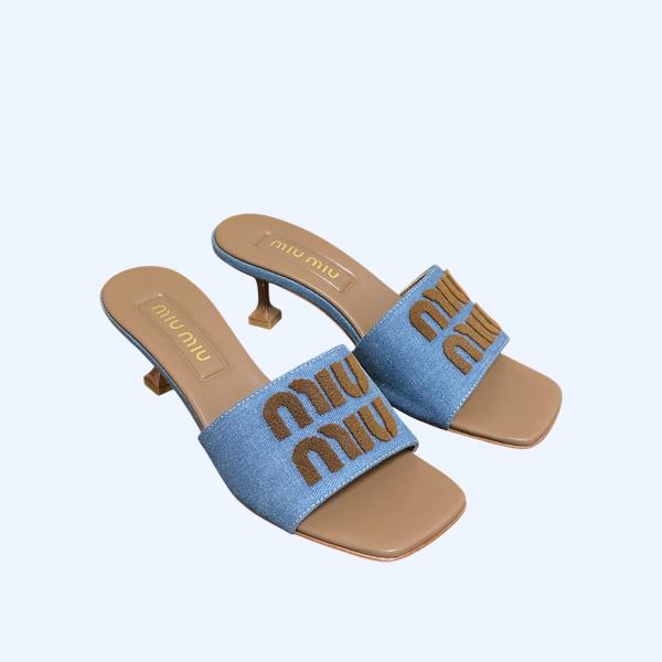 [ Miu Miu ] 미우미우 로고 데님 뮬