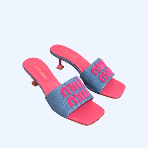 [ Miu Miu ] 미우미우 로고 데님 뮬