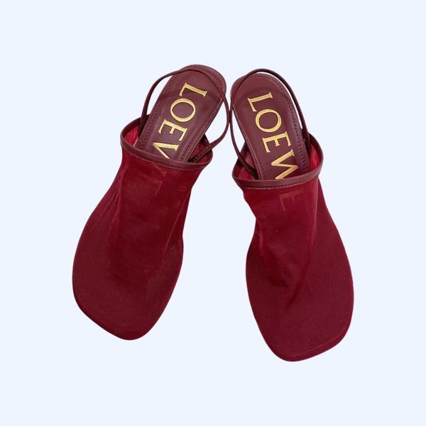 [ Loewe ] 로에베 메시 페탈 슬링백 힐 샌들