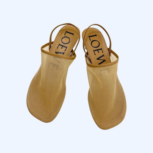 [ Loewe ] 로에베 메시 페탈 슬링백 힐 샌들