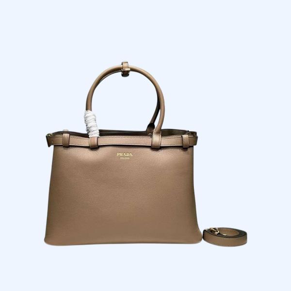 [Prada] 프라다 더블벨트 버클 가죽 핸드백 미디엄