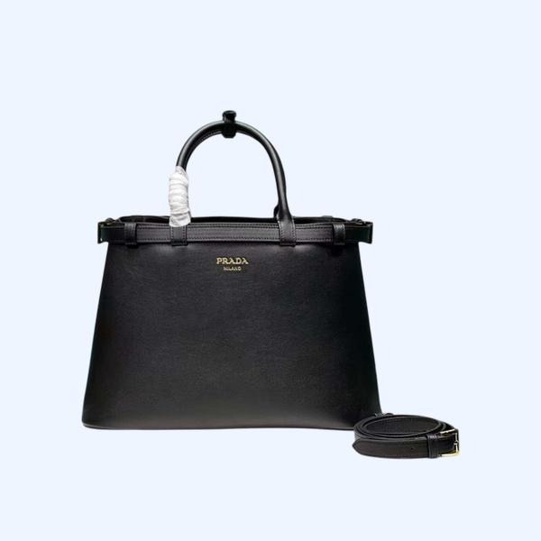 [Prada] 프라다 더블벨트 버클 가죽 핸드백 미디엄