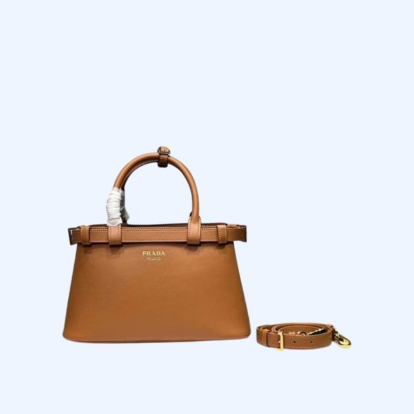 [Prada] 프라다 더블벨트 버클 가죽 핸드백 스몰
