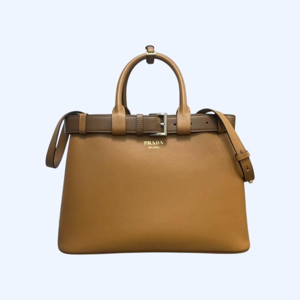 [ Prada ] 프라다 더블 벨트 버클 가죽 백 미디엄