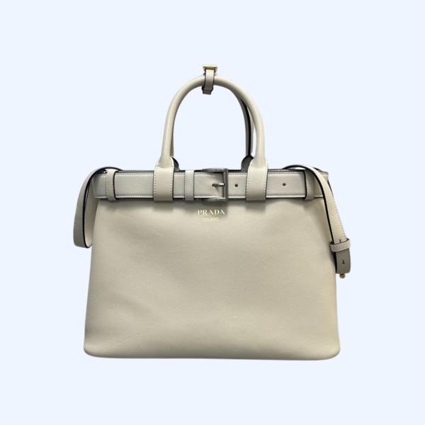[ Prada ] 프라다 더블 벨트 버클 가죽 백 미디엄