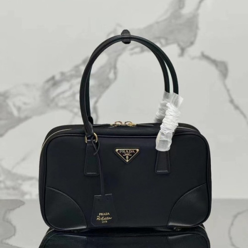 [ Prada ] 프라다 리나일론 사피아노 가죽 투핸들 백 미디엄