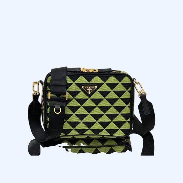 [ Prada ] 프라다 브리크 자수 패브릭 크로스백