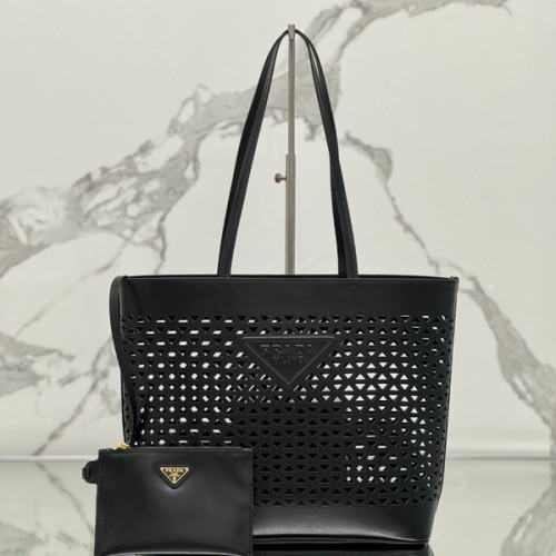 [ Prada ] 프라다 컷아웃 모티프 가죽 토트백
