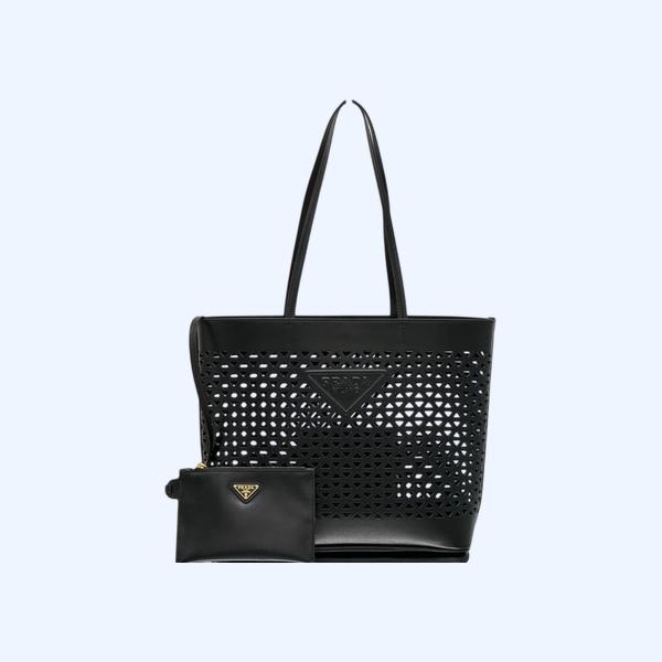 [ Prada ] 프라다 컷아웃 모티프 가죽 토트백
