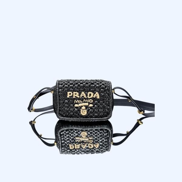 [ Prada ] 프라다 우븐 및 레더 숄더백