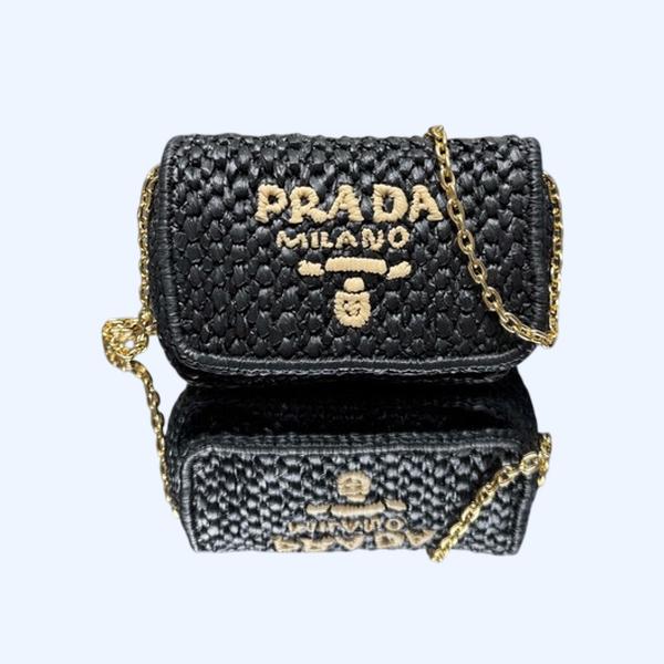 [ Prada ] 프라다 우븐 및 레더 숄더백