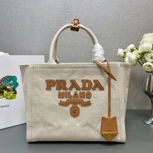 [ Prada ] 프라다 리넨 캔버스 토트백 스몰