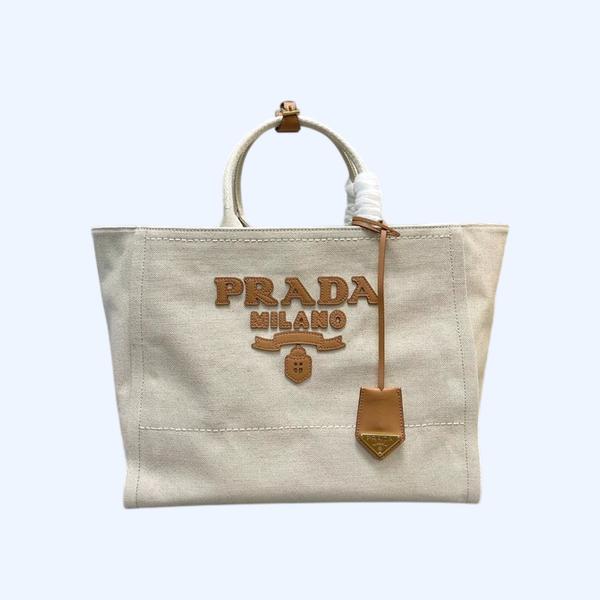 [ Prada ] 프라다 리넨 캔버스 토트백 라지