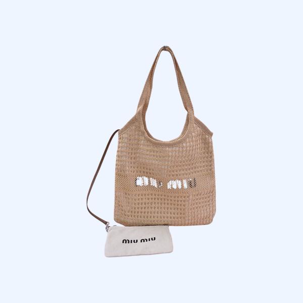 [ 미우미우 ] 신상 린넨 앤 패브릭 토드백