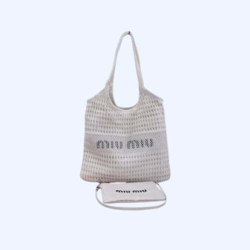 [ 미우미우 ] 신상 린넨 앤 패브릭 토드백