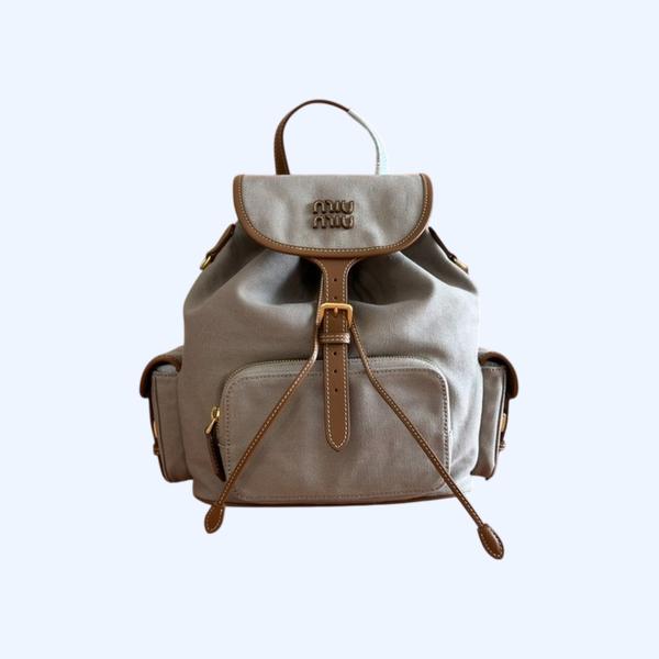 [ Miu Miu ] 미우미우 캔버스 및 가죽 백팩 라지