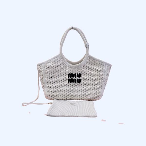 [ Miu Miu ] 미우미우 코튼 메쉬 아이비 토트 백