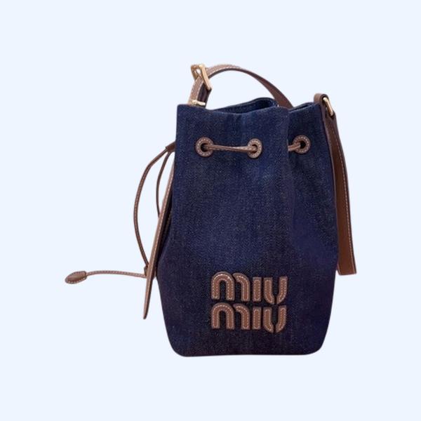 [ Miu Miu ] 미우미우 캔버스 및 가죽 버킷 백