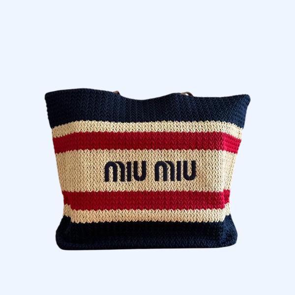 [ Miu Miu ] 미우미우 라피아 우븐 토트 백