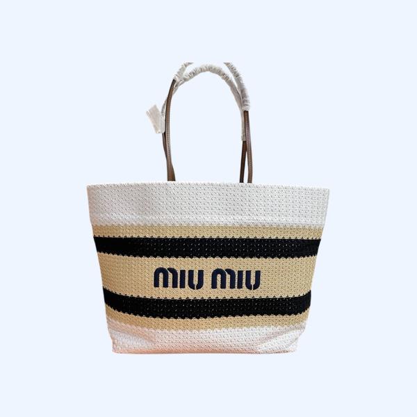 [ Miu Miu ] 미우미우 라피아 우븐 토트 백