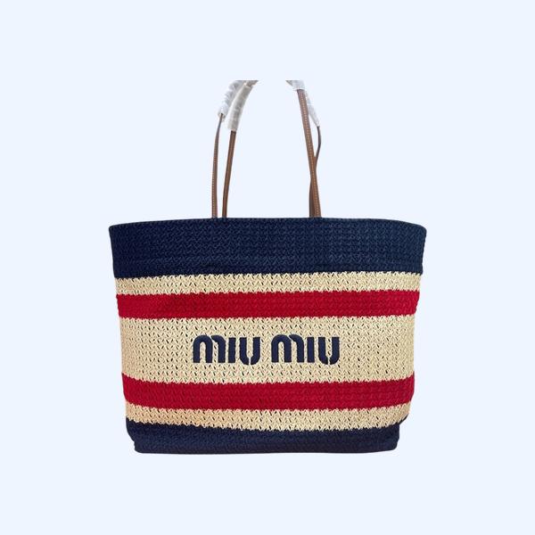 [ Miu Miu ] 미우미우 라피아 우븐 토트 백