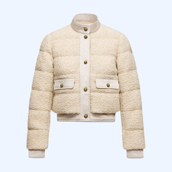 Blandy 울 혼방 부클레 쇼트 다운 재킷