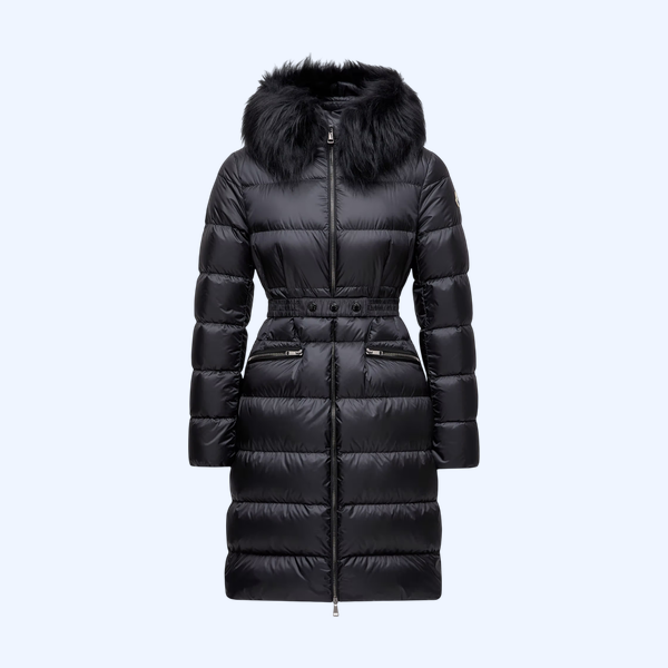 Boedic 후드 시어링 트리밍 롱 다운 재킷