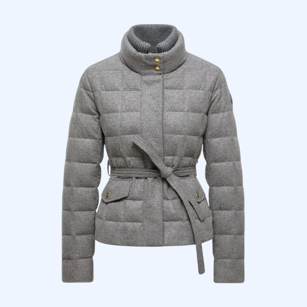 Bussettes 울 혼방 벨트 쇼트 다운 재킷