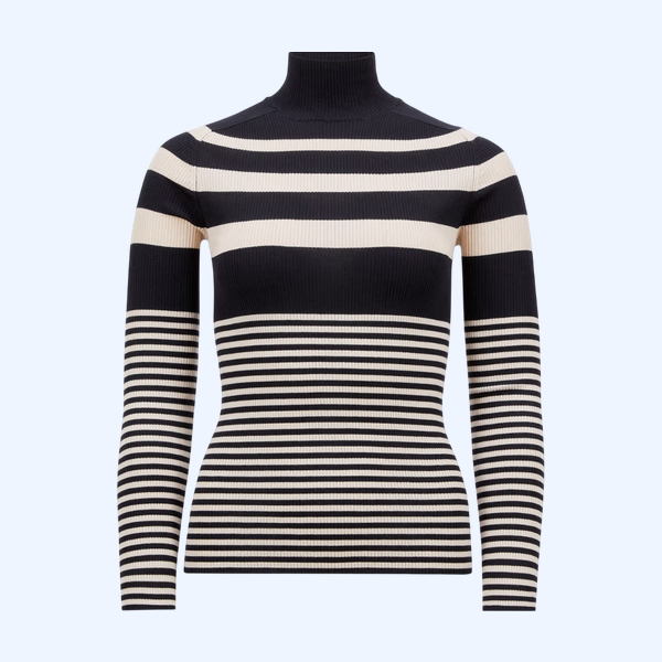 스트라이프 울 터틀넥 스웨터