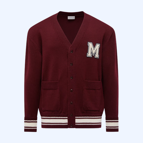 자수 모노그램 울 카디건